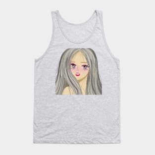 Anime Japanese cartoon style , beautiful girl Tank Top